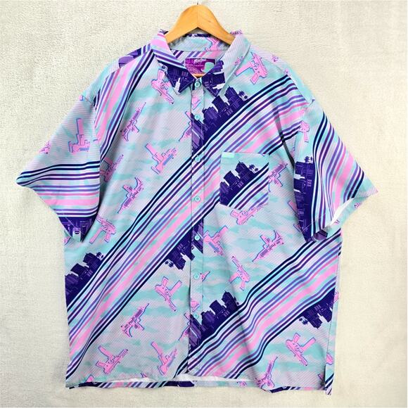 Retro Rifle Other - Retro Rifle Ocean Drive Mens Shirt 3XL Blue Hawaiian Aloha Button Up AOP